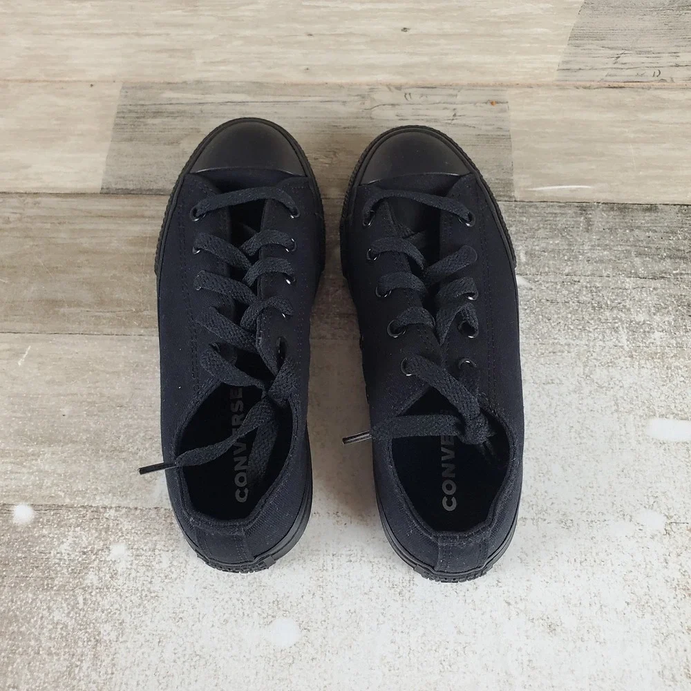 Converse Chuck Taylor All Star Kids Shoes Sz 1 Black Monochrome Low Top Sneakers